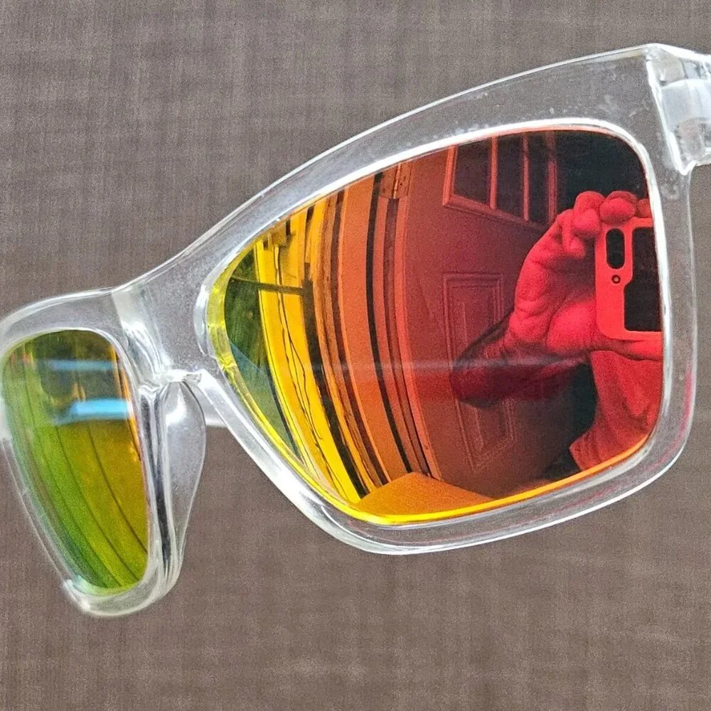NYS Vintage Men Sunglasses Dyckman Street Mirror Lenses Clear Frame Eyewear